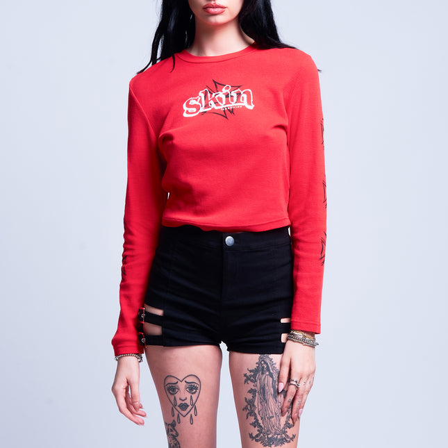 Women’s L/S Crop Thermal Tee | DERRY BERRY - Red