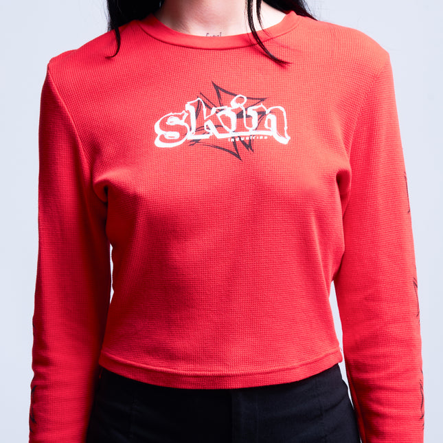 Women’s L/S Crop Thermal Tee | DERRY BERRY - Red