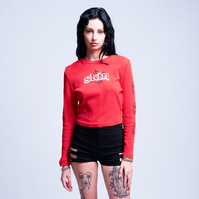 Women’s L/S Crop Thermal Tee | DERRY BERRY - Red