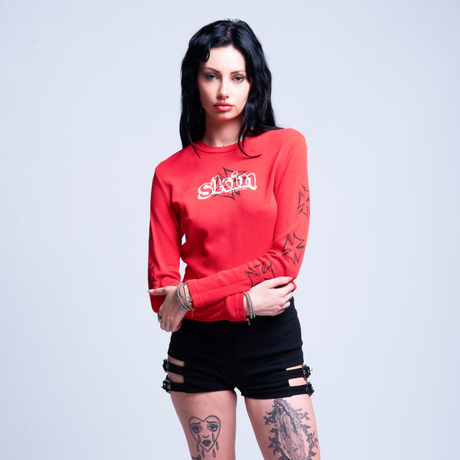 Women’s L/S Crop Thermal Tee | DERRY BERRY - Red