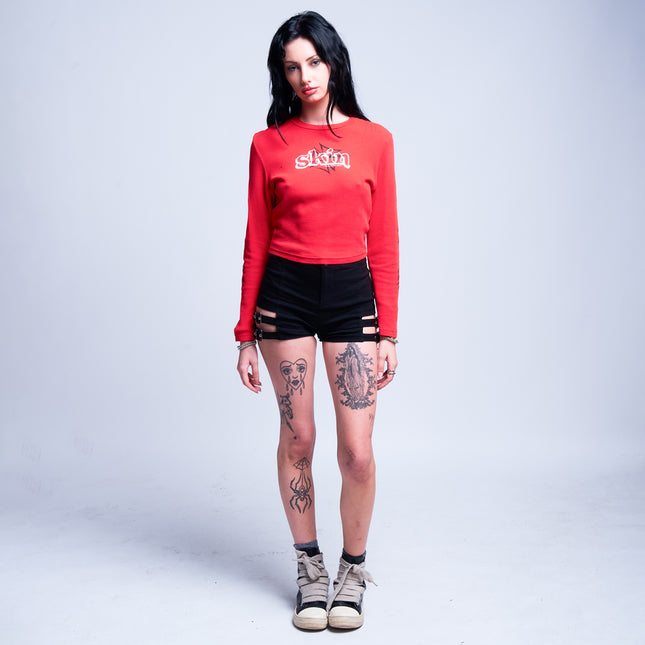 Women’s L/S Crop Thermal Tee | DERRY BERRY - Red