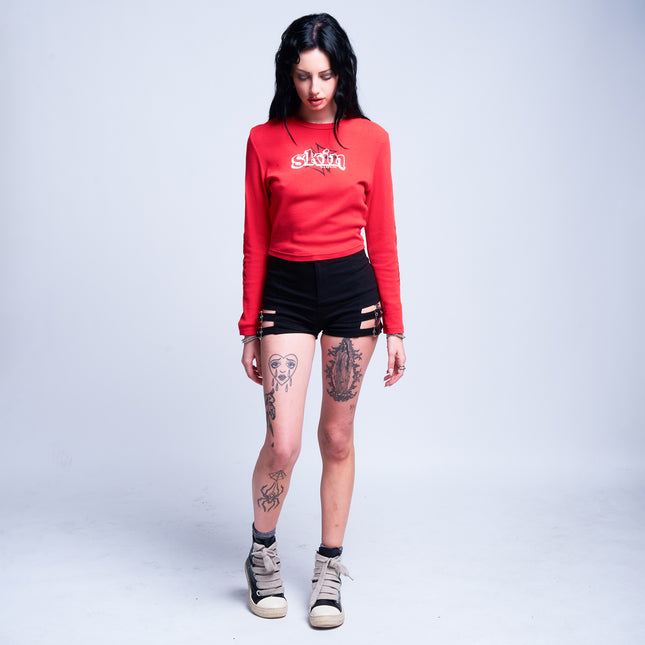 Women’s L/S Crop Thermal Tee | DERRY BERRY - Red