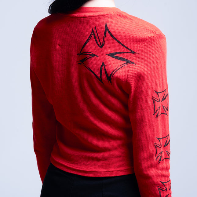 Women’s L/S Crop Thermal Tee | DERRY BERRY - Red