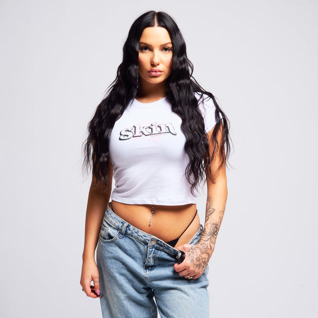 Women’s S/S Crop Tee | DERRY BERRY - White