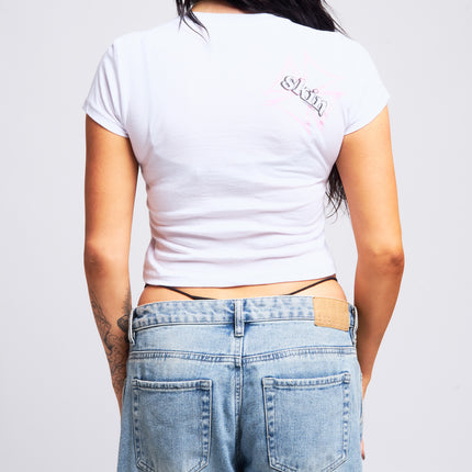 Women’s S/S Crop Tee | DERRY BERRY - White