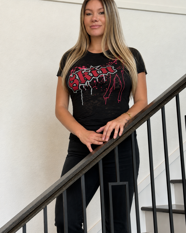 Women’s S/S Fitted Tee (Burnout) | DRIPS - Black