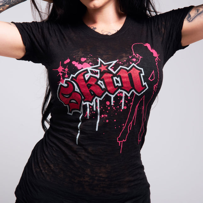 Women’s S/S Burnout Baby Doll | DRIPS - Black