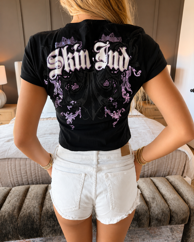 Women’s S/S Baby Tee | MALICE - Black