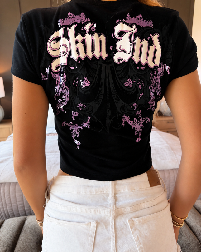 Women’s S/S Baby Tee | MALICE - Black