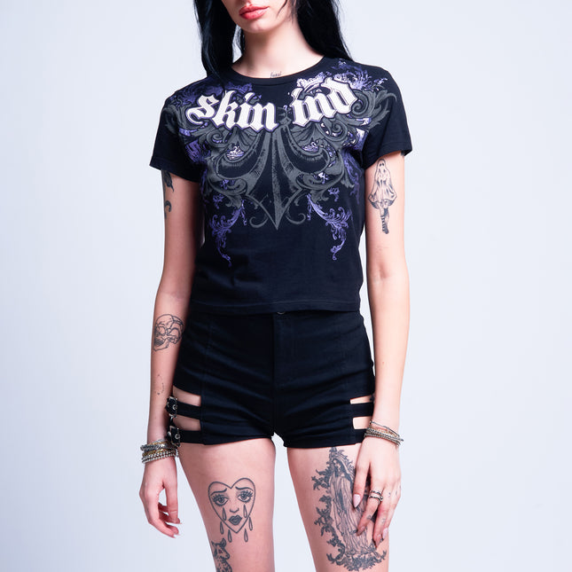 Women’s S/S Crop Tee | MALICE - Black