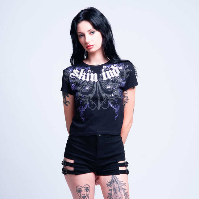 Women’s S/S Crop Tee | MALICE - Black
