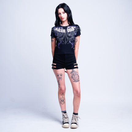 Women’s S/S Crop Tee | MALICE - Black