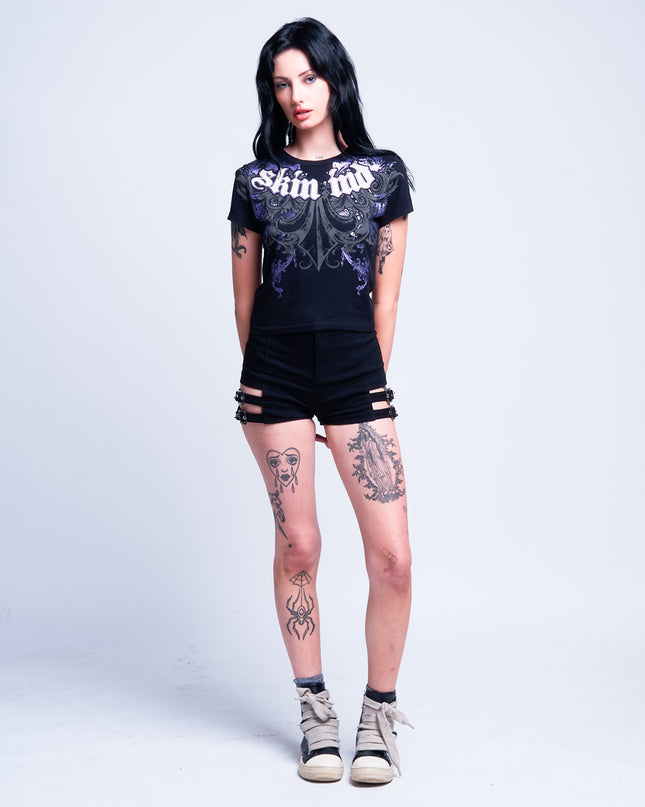 Women’s S/S Baby Tee | MALICE - Black