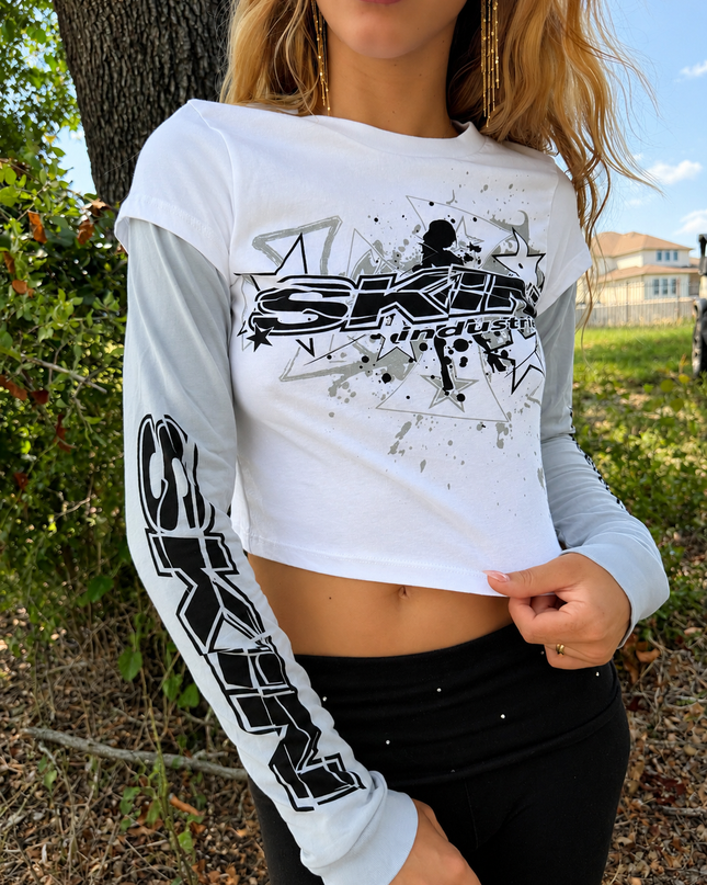 Women’s 2Fer Crop Tee | SLICK - White