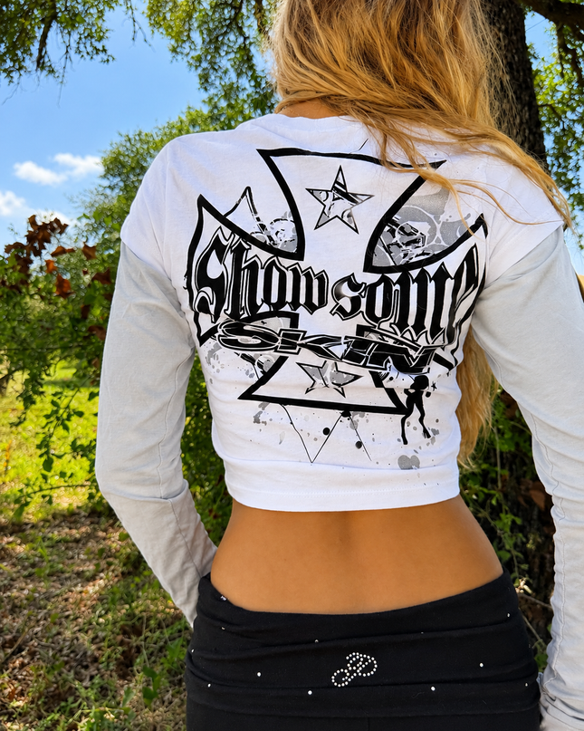 Women’s 2Fer Crop Tee | SLICK - White