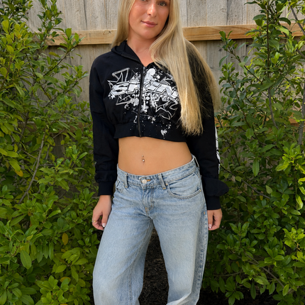 SLICK - Black (Crop Hoodie)
