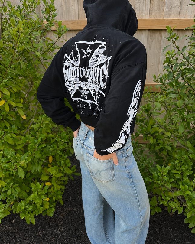SLICK - Black (Crop Hoodie)