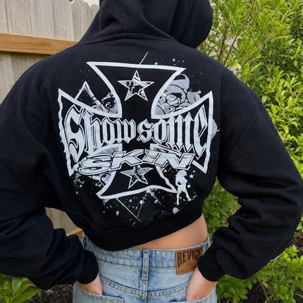 SLICK - Black (Crop Hoodie)