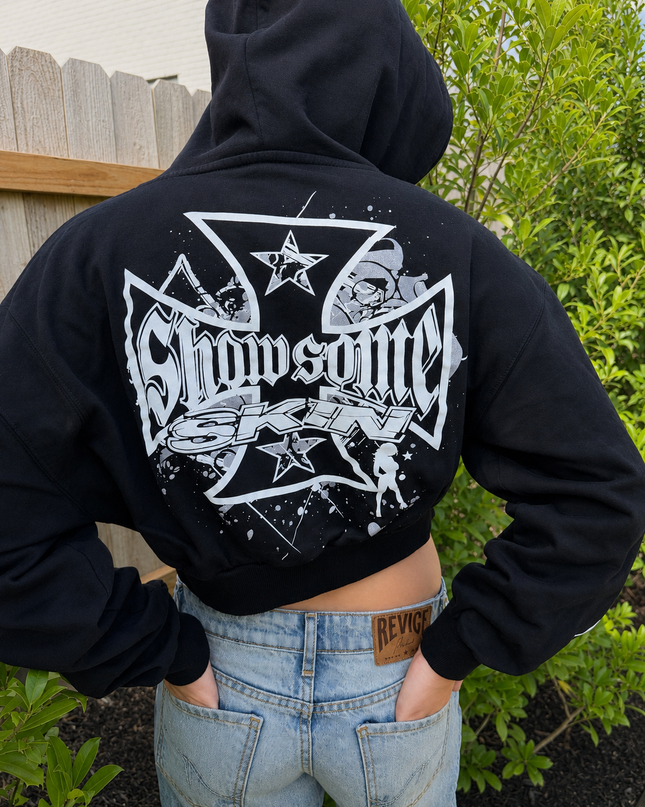 SLICK - Black (Crop Hoodie)