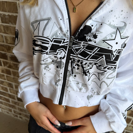 SLICK - White (Crop Hoodie)