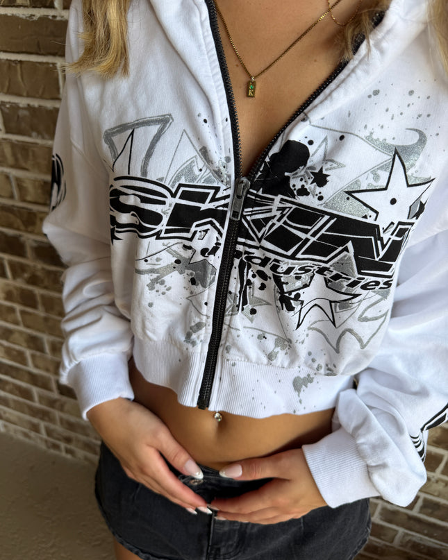 Women's Zip Crop Hoodie | SLICK - White