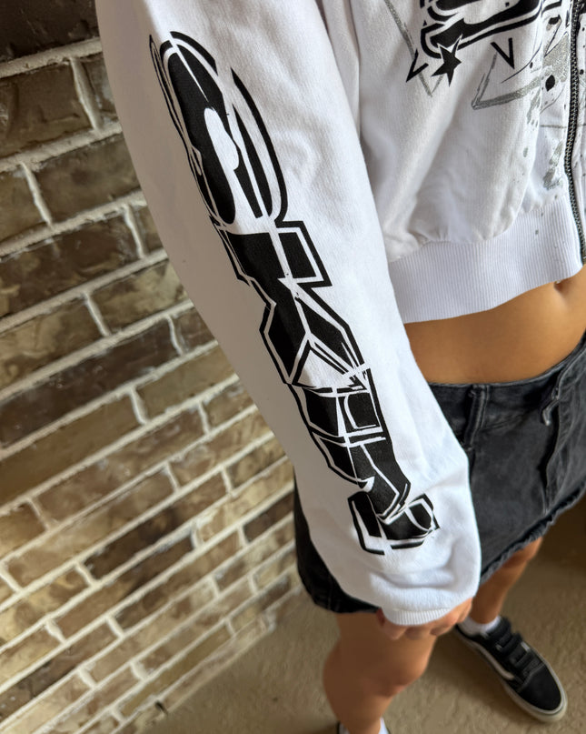 Women's Zip Crop Hoodie | SLICK - White