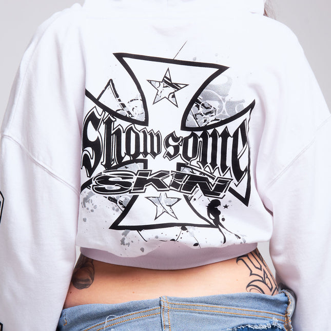 Womens Crop Zip Hoodie | SLICK - White