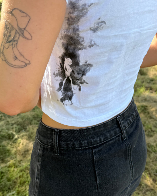 Women’s S/S Baby Tee | SMOKEY - White
