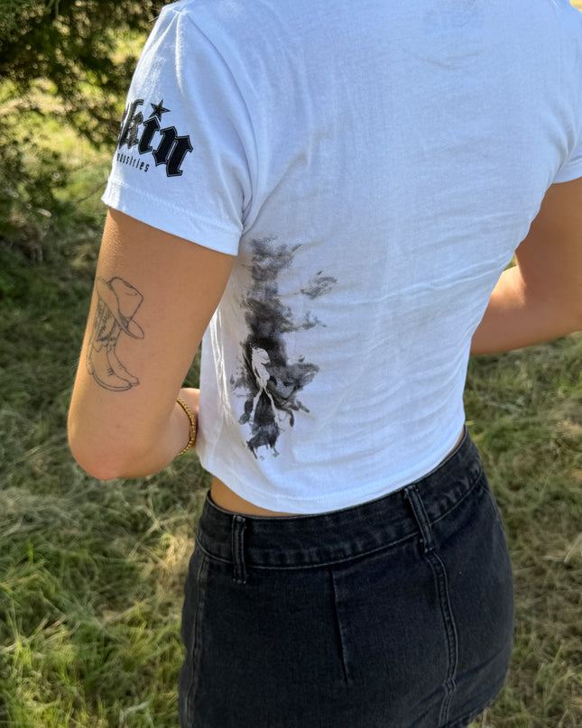 Women’s S/S Baby Tee | SMOKEY - White