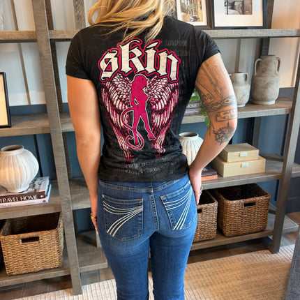 WINGED | Black (Fitted Tee Burnout)