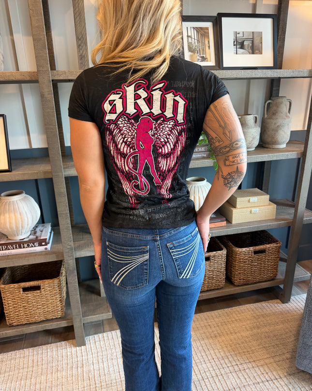 WINGED | Black (Fitted Tee Burnout)