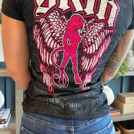 WINGED | Black (Fitted Tee Burnout)