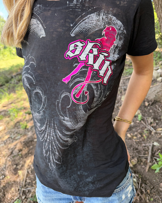 Women’s S/S Fitted Tee (Classic) | WINGED - Black