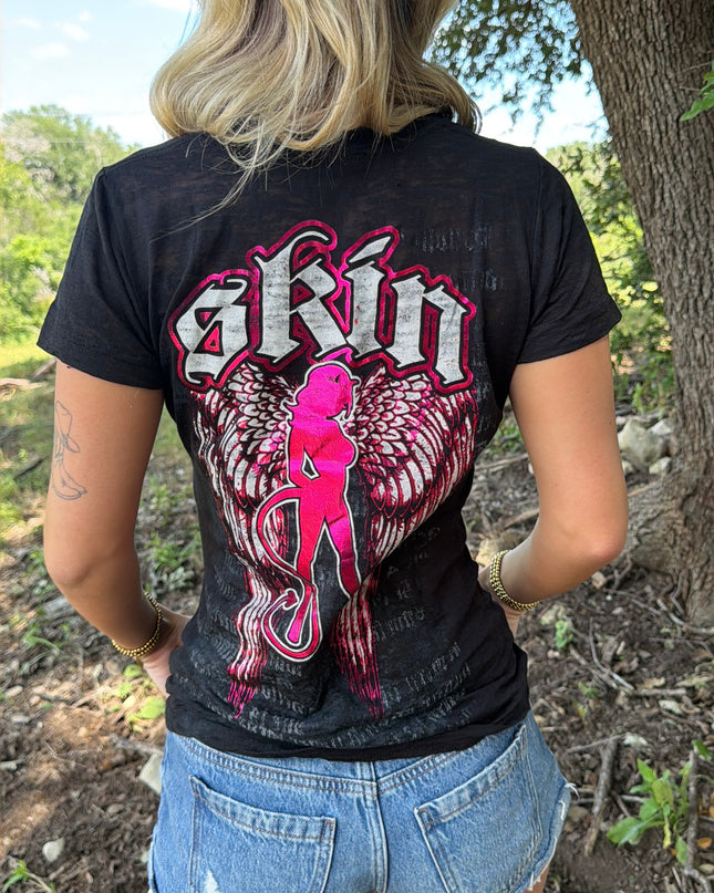 Women’s S/S Fitted Tee (Classic) | WINGED - Black