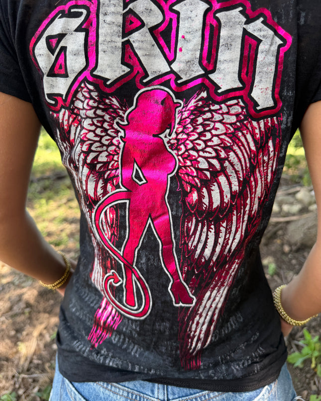 Women’s S/S Fitted Tee (Classic) | WINGED - Black
