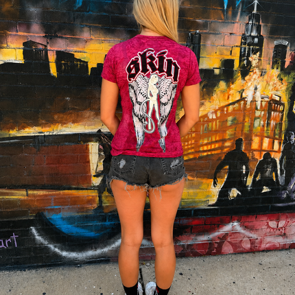 WINGED | Red (Fitted Tee Burnout)