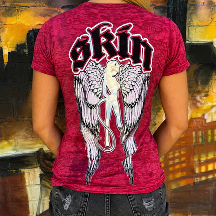 WINGED | Red (Fitted Tee Burnout)