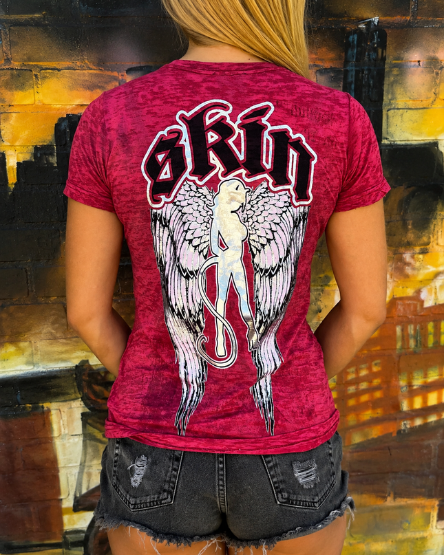 WINGED | Red (Fitted Tee Burnout)