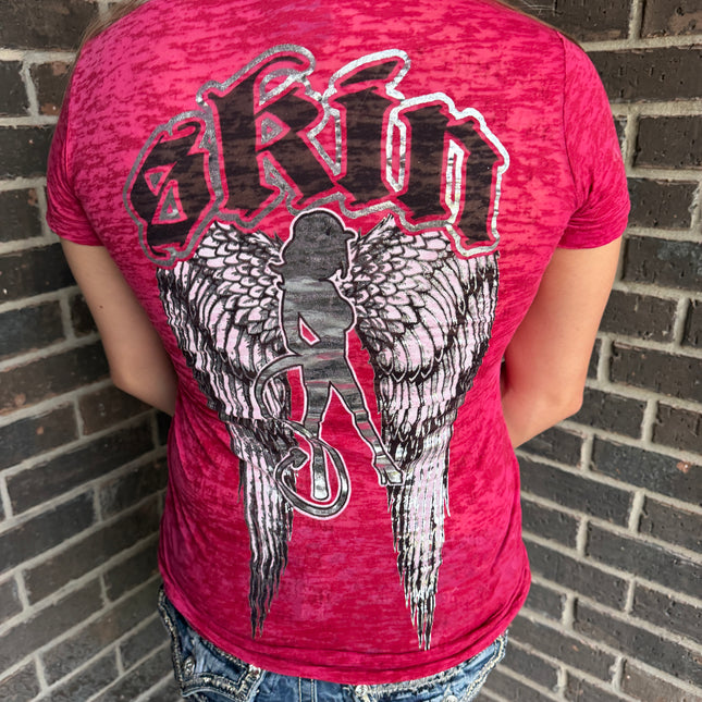 Women’s S/S Burnout Baby Doll | WINGED - Red