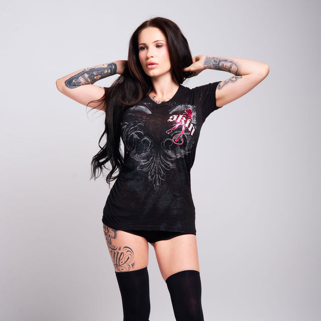 Women’s S/S Burnout Baby Doll | WINGED - Black
