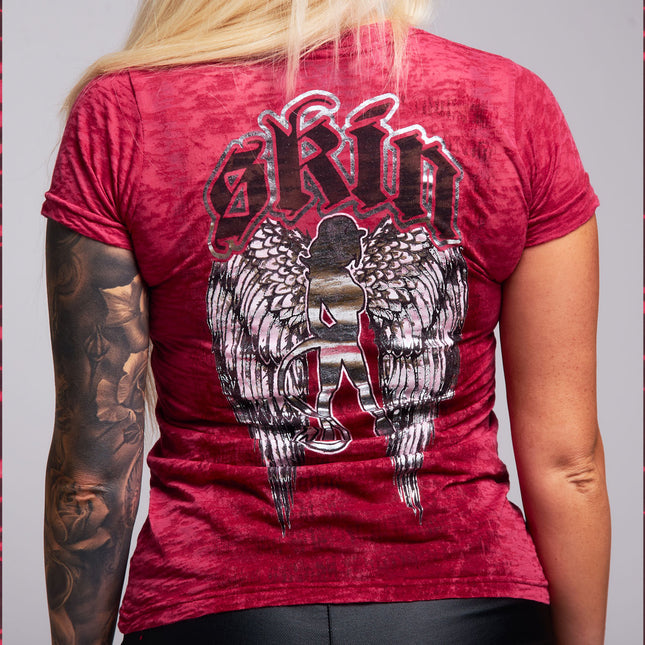 Women’s S/S Burnout Baby Doll | WINGED - Red