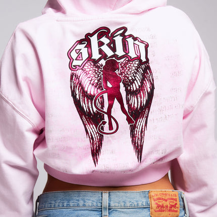Womens Crop Zip Hoodie | WINGED - Pink