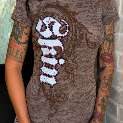 CASCADE | Brown (Fitted Tee Burnout)