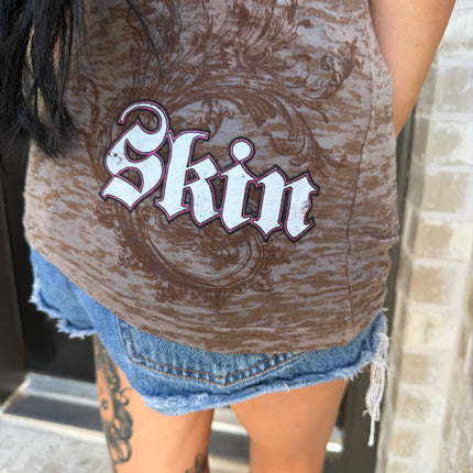 CASCADE | Brown (Fitted Tee Burnout)