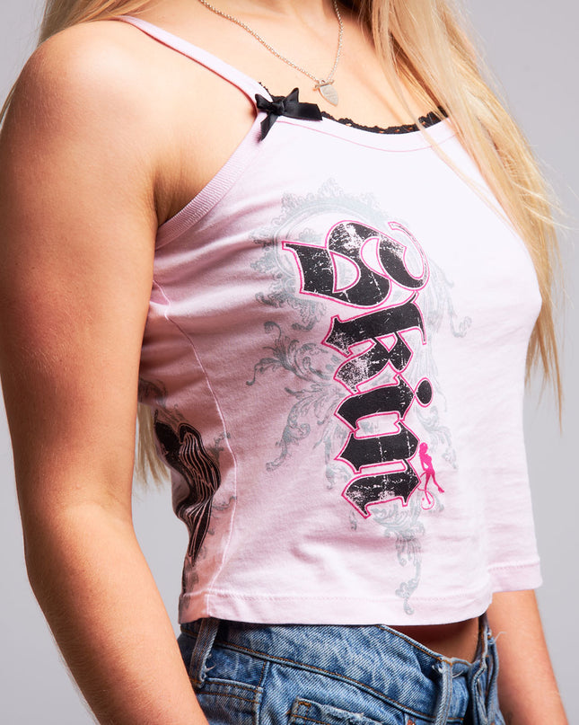 Women's Lace Bow Tank | CASCADE - Pink