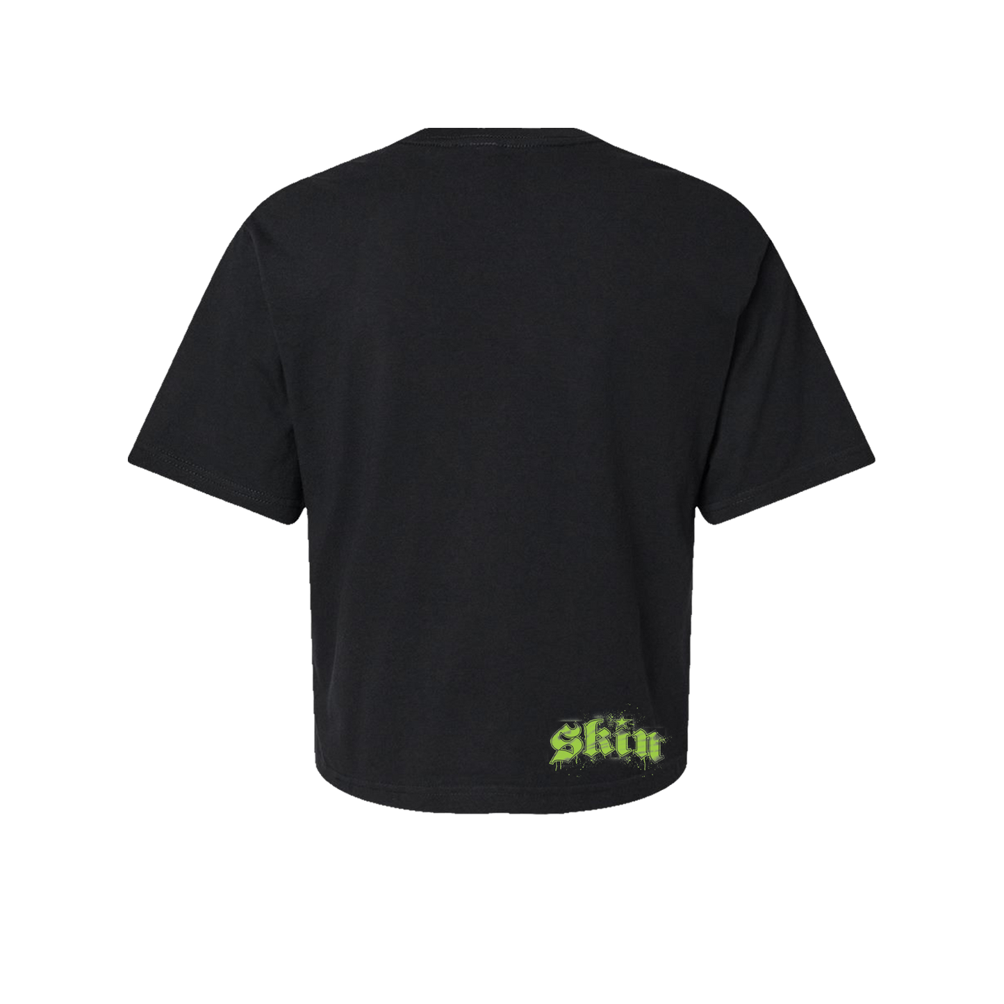 Womens Boxy Crop S/S Tee - STENCILA (Black w/Green)