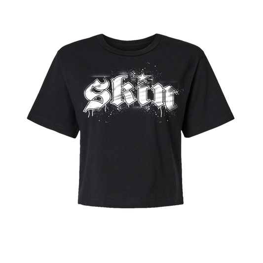 Womens Boxy Crop S/S Tee - STENCILA (Black)