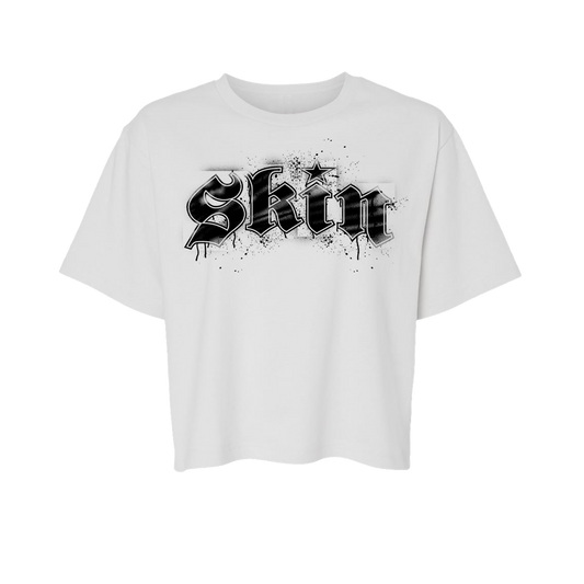 Womens Boxy Crop S/S Tee - STENCILA (White)