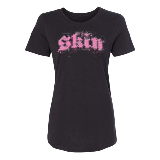 Womens Crew S/S Tee - STENCILA (Black w/Pink)