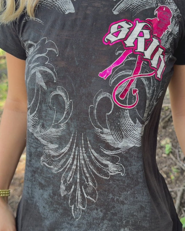 Women’s S/S Fitted Tee (Classic) | WINGED - Black